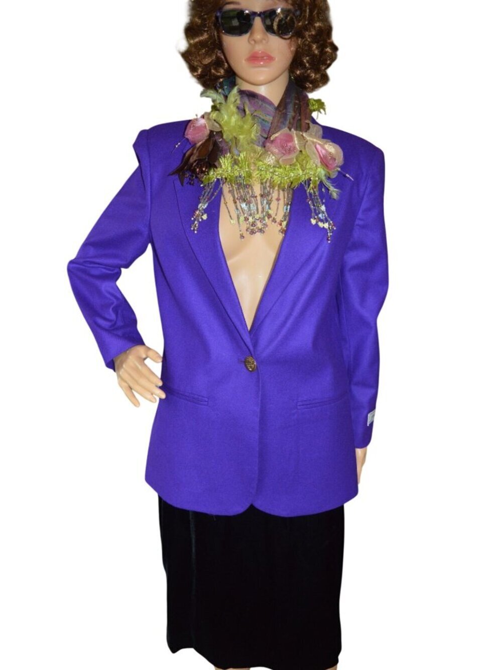 NWOT Vintage 90s Sag Harbor Royal Purple 100% Wool Blazer Women's Size 6 Petite